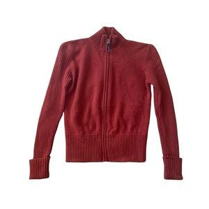 Y2K REI Lambswool Mock Neck Full Zip Sweater